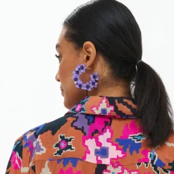 Oliphant Accessories|Earrings>Astor Hoop- Purple