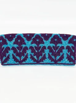 Oliphant Accessories|Bags>Beaded Clutch- Marigold Purple Aqua