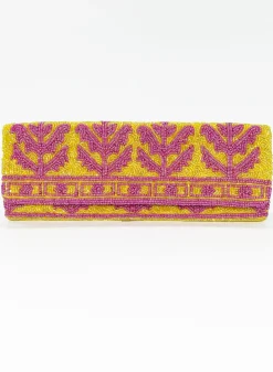 Oliphant Accessories|Bags>Beaded Clutch- Marigold Yellow