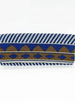 Oliphant Accessories|Bags>Beaded Clutch- Mezcal Blue Gold