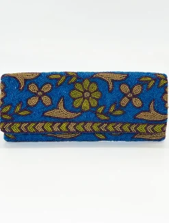 Oliphant Accessories|Bags>Beaded Clutch- Regent Blue Gold