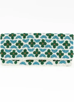 Oliphant Accessories|Bags>Beaded Clutch- Veranda Blue Green