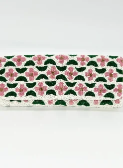 Oliphant Accessories|Bags>Beaded Clutch- Veranda Pink Green