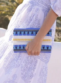 Oliphant Accessories|Bags>Beaded Envelope- Mezcal Blue