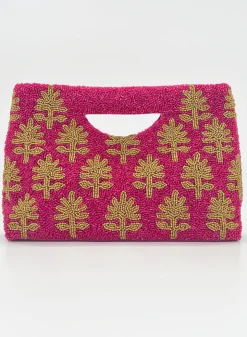 Oliphant Accessories|Bags>Beaded Handbag- Fern Hot Pink