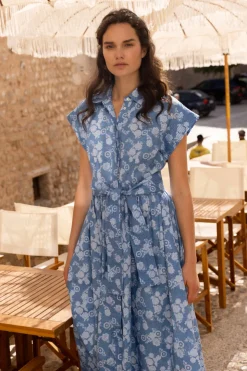 Oliphant Maxis|Dresses>Belted Shirt Dress- Pretoria Navy