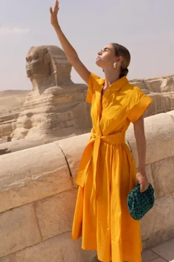 Oliphant Midis|Maxis>Belted Shirt Dress- Tuki Marigold