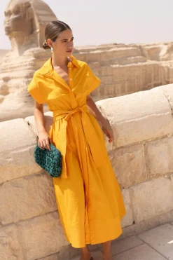 Oliphant Midis|Maxis>Belted Shirt Dress- Tuki Marigold