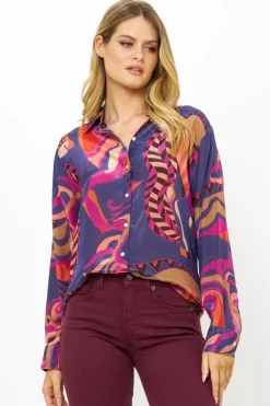 Oliphant Tops>Button Down Blouse- Arabia Navy