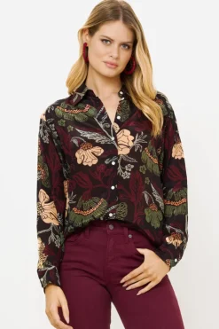 Oliphant Matching Sets|Tops>Button Down Blouse- Turin Wine