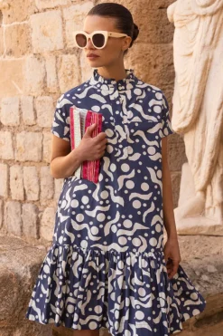 Oliphant Short & Mini Dresses|Dresses>Cap Sleeve Mini- Acadia Navy