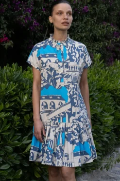 Oliphant Short & Mini Dresses|Dresses>Cap Sleeve Mini- Roma Blue