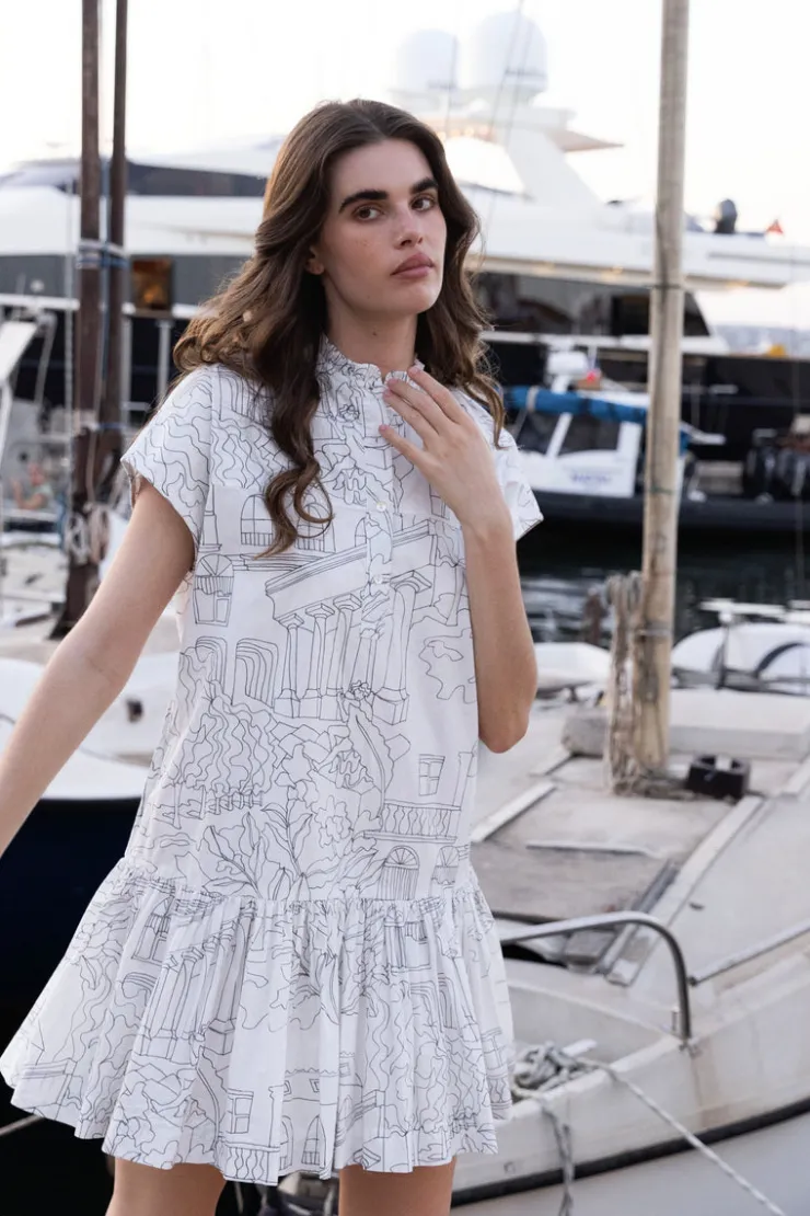 Oliphant Short & Mini Dresses|Dresses>Cap Sleeve Mini- Roma White