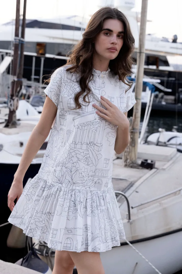 Oliphant Short & Mini Dresses|Dresses>Cap Sleeve Mini- Roma White