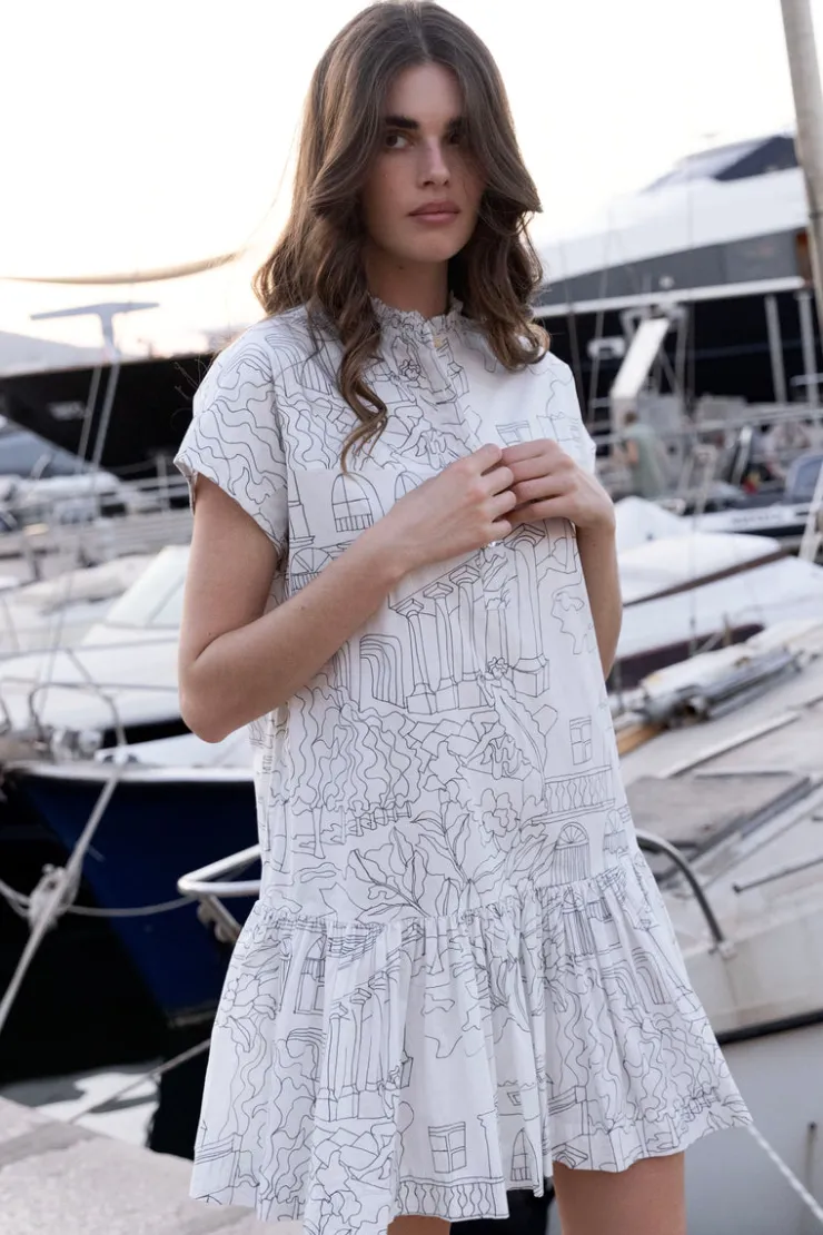 Oliphant Short & Mini Dresses|Dresses>Cap Sleeve Mini- Roma White