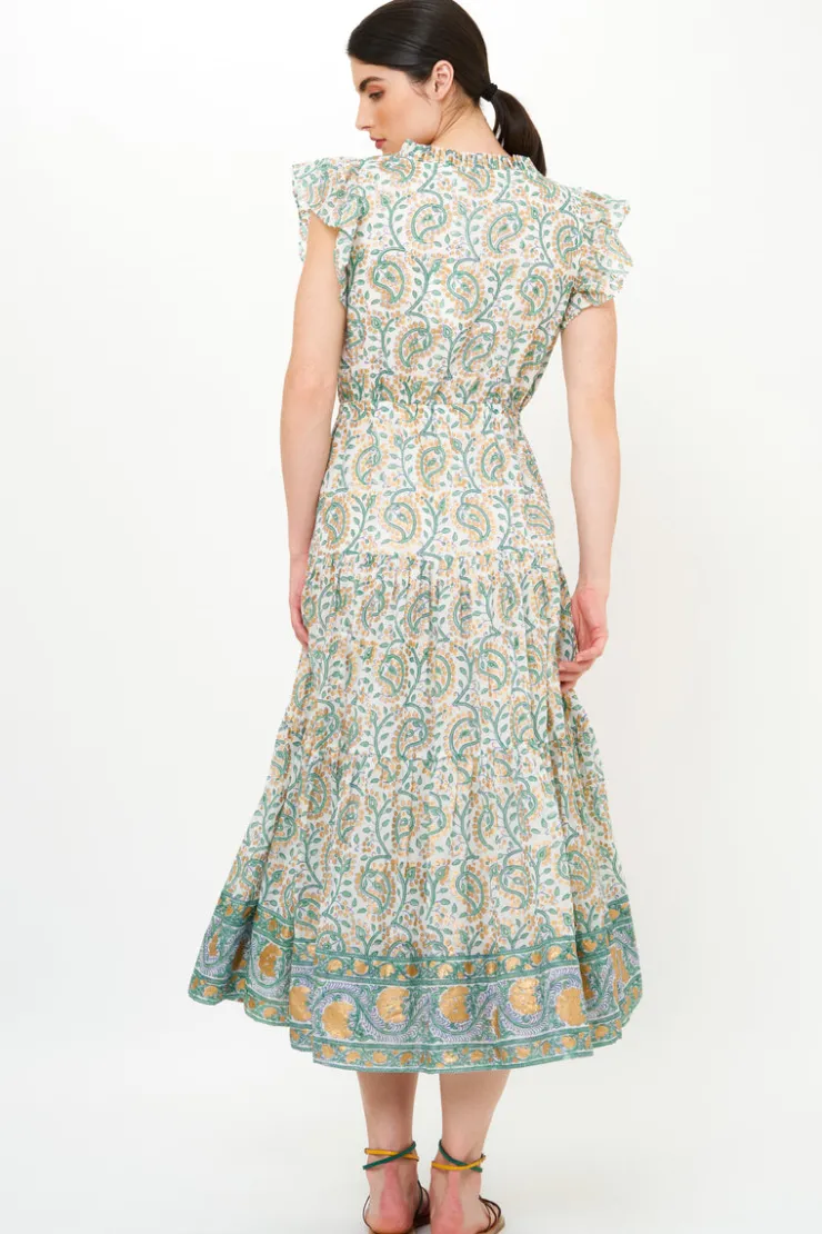 Oliphant Midis|Dresses>Cinched Flirty Midi- Marseille Green