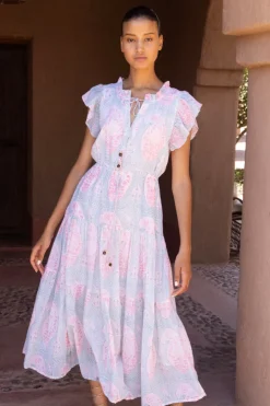 Oliphant Midis|Dresses>Cinched Flirty Midi- Samode Green