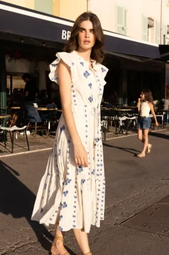 Oliphant Midis|Dresses>Cinched Flirty Midi- Wicklow Blue
