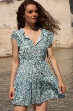 Oliphant Short & Mini Dresses|Dresses>Cinched Flirty Short- Cypress Jade