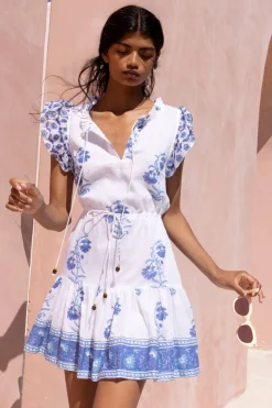 Oliphant Short & Mini Dresses|Dresses>Cinched Flirty Short- Salvia Blue