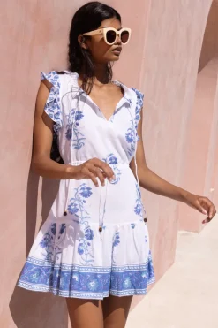 Oliphant Short & Mini Dresses|Dresses>Cinched Flirty Short- Salvia Blue