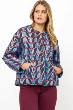Oliphant Outerwear|Tops>Crewneck Puffer- Tulip Red