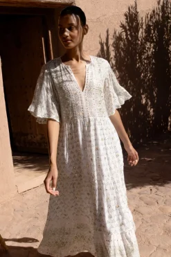 Oliphant Maxis|Dresses>Flirty V-Neck Maxi- Juniper Olive