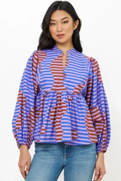 Oliphant Tops>Mandarin Balloon Top- Haring Peri