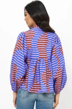 Oliphant Tops>Mandarin Balloon Top- Haring Peri