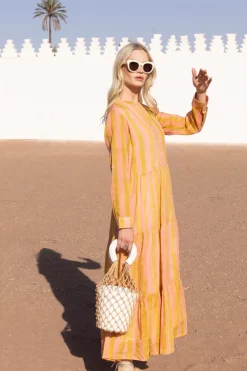 Oliphant Maxis|Dresses>Mandarin Maxi- Cabana Coral