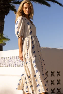 Oliphant Maxis|Dresses>Puff Sleeve Maxi- Wicklow Blue