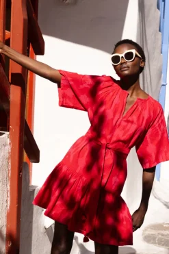 Oliphant Short & Mini Dresses|Dresses>Raglan Belted Mini- Tashkent Red
