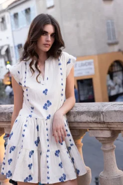 Oliphant Short & Mini Dresses|Dresses>Roll Sleeve- Wicklow Blue