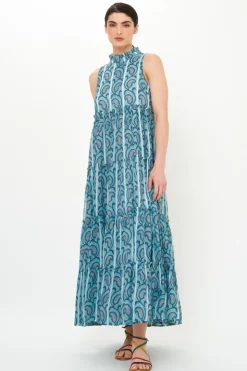 Oliphant Maxis|Dresses>Ruffle Tiered Maxi- Goa Blue
