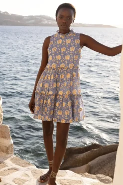 Oliphant Short & Mini Dresses|Dresses>Ruffle Tiered Short- Mughal Blue