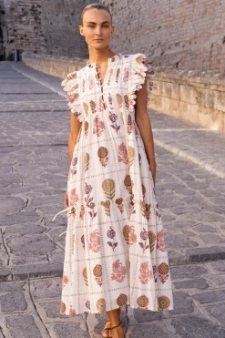 Oliphant Dresses|Maxis>Scallop Pintuck Maxi- Taormina Cream