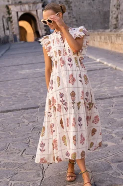 Oliphant Dresses|Maxis>Scallop Pintuck Maxi- Taormina Cream