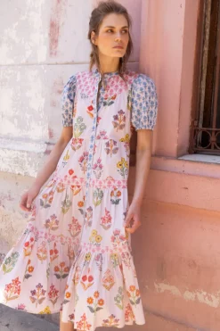 Oliphant Midis|Dresses>Scoop Tiered Midi- Provence Blue