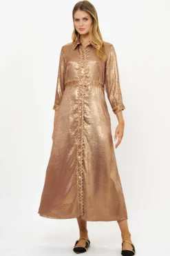 Oliphant Maxis>Shirt Dress Maxi- Cairo Gold