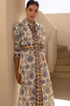 Oliphant Maxis|Dresses>Shirt Dress Maxi- Presidio Blue