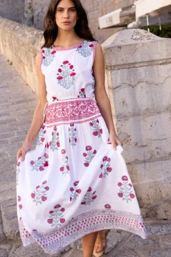 Oliphant Maxis|Dresses>Sleeveless Piped Maxi- Napa Red