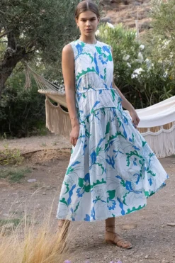 Oliphant Maxis|Dresses>Sleeveless Piped Maxi- Orchid Green