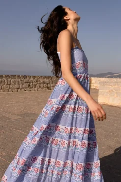Oliphant Maxis|Dresses>Smocked Back Maxi- Borrego Navy