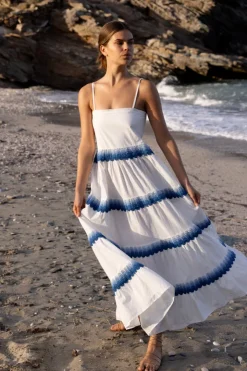 Oliphant Maxis|Dresses>Smocked Back Maxi- Pacifica Blue
