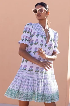 Oliphant Short & Mini Dresses|Dresses>Smocked Drop Mini- Bloom Lilac