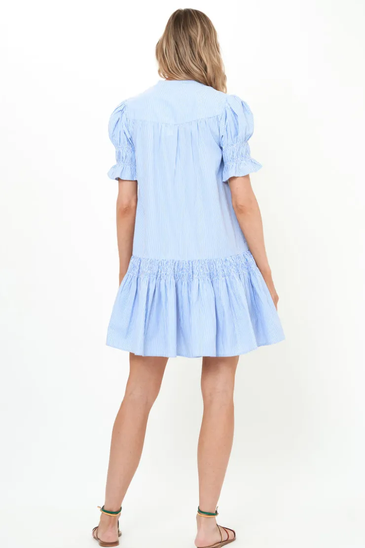 Oliphant Short & Mini Dresses|Dresses>Smocked Drop Mini- Chatham Blue