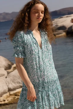 Oliphant Short & Mini Dresses|Dresses>Smocked Drop Mini- Cypress Jade