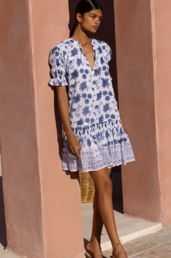 Oliphant Short & Mini Dresses|Dresses>Smocked Drop Mini- Marion Blue
