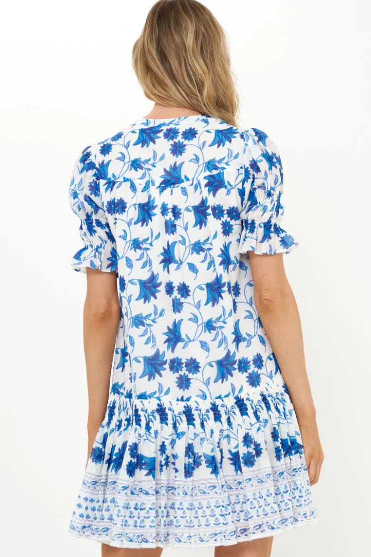 Oliphant Short & Mini Dresses|Dresses>Smocked Drop Mini- Marion Blue