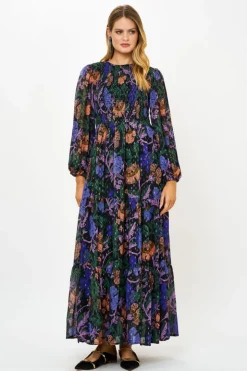 Oliphant Maxis>Smocked Top Maxi- Turin Peri